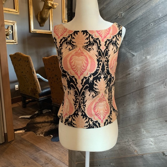 Trina Turk Sleeveless Top Damask Tank - Picture 1 of 13